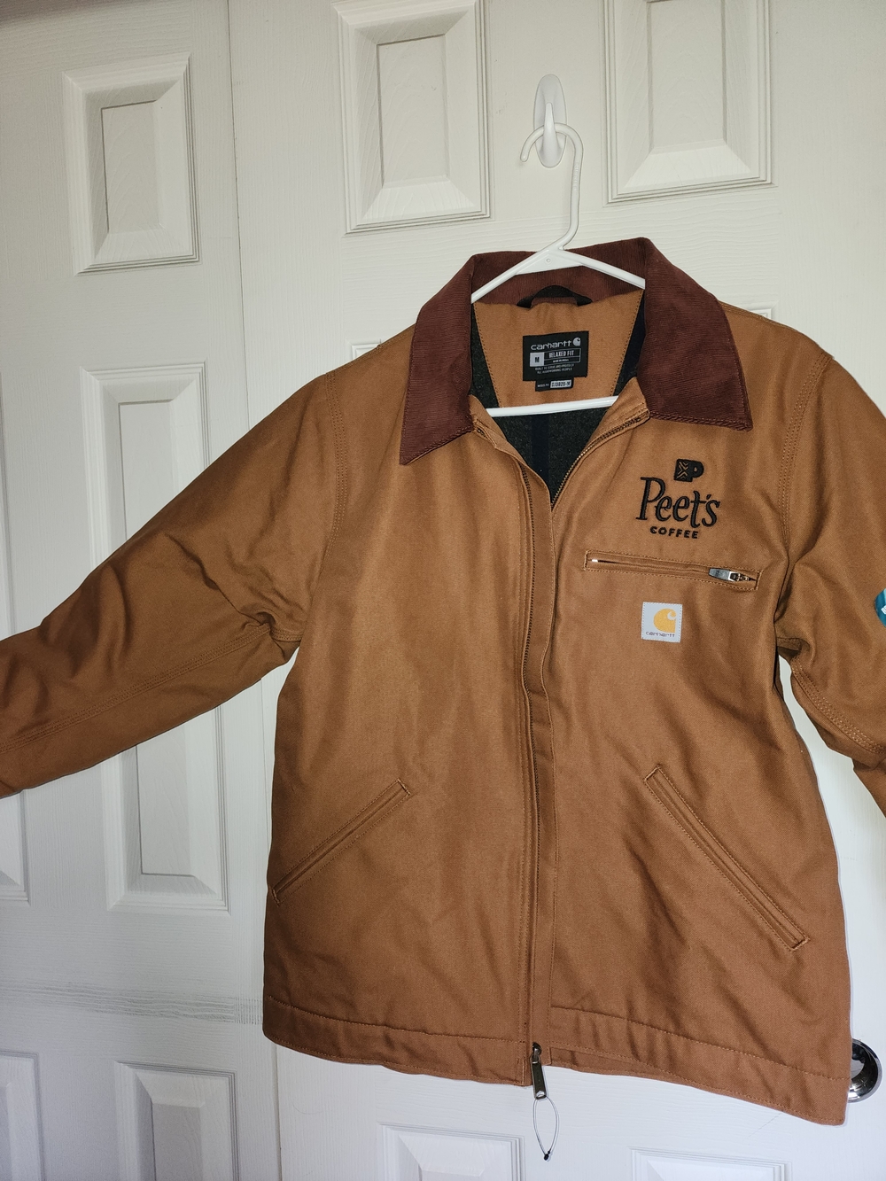 Carhartt Brown/Tan Workwear Jacket with Peet's Coffee Patch